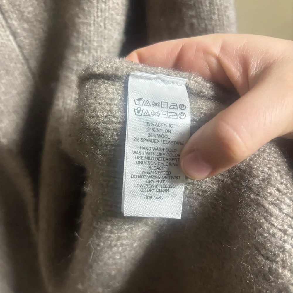 Tahari Wool Blend Sleeveless Hooded Open Front Cardigan with Pockets size Large